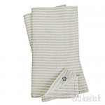 Linen & Cotton Lot de 4 Serviettes de Table Rayé Elegante  100% Lin - Beige/Blanc 45cm x 45cm - B01DF4R1IG